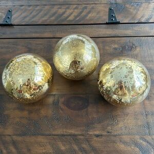 Vintage Set Circular Art Glass Gold Decorative Unique One-Of-A-Kind Sphere Balls